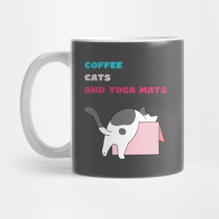 Coffee cats and yoga mats funny yoga and cat drawing Mug